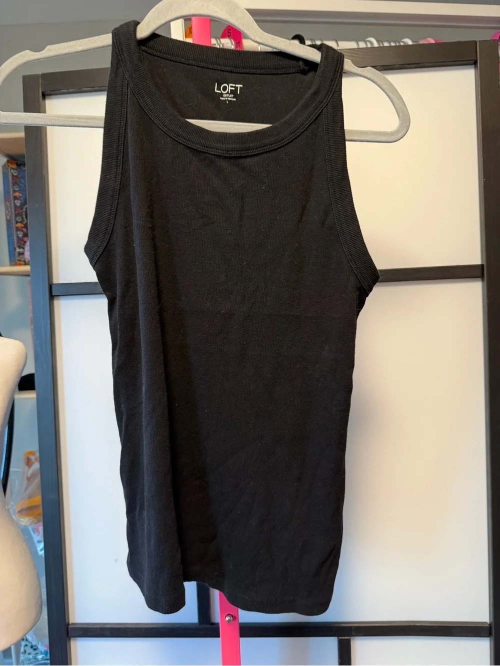 LOFT Outlet Ribbed Tank Top | Black | Size Large | EUC